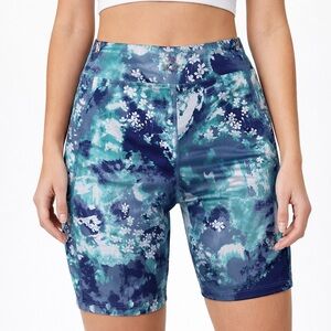 Brisa’s Floral Blue and Green Floral Print Bike Shorts Small Women’s